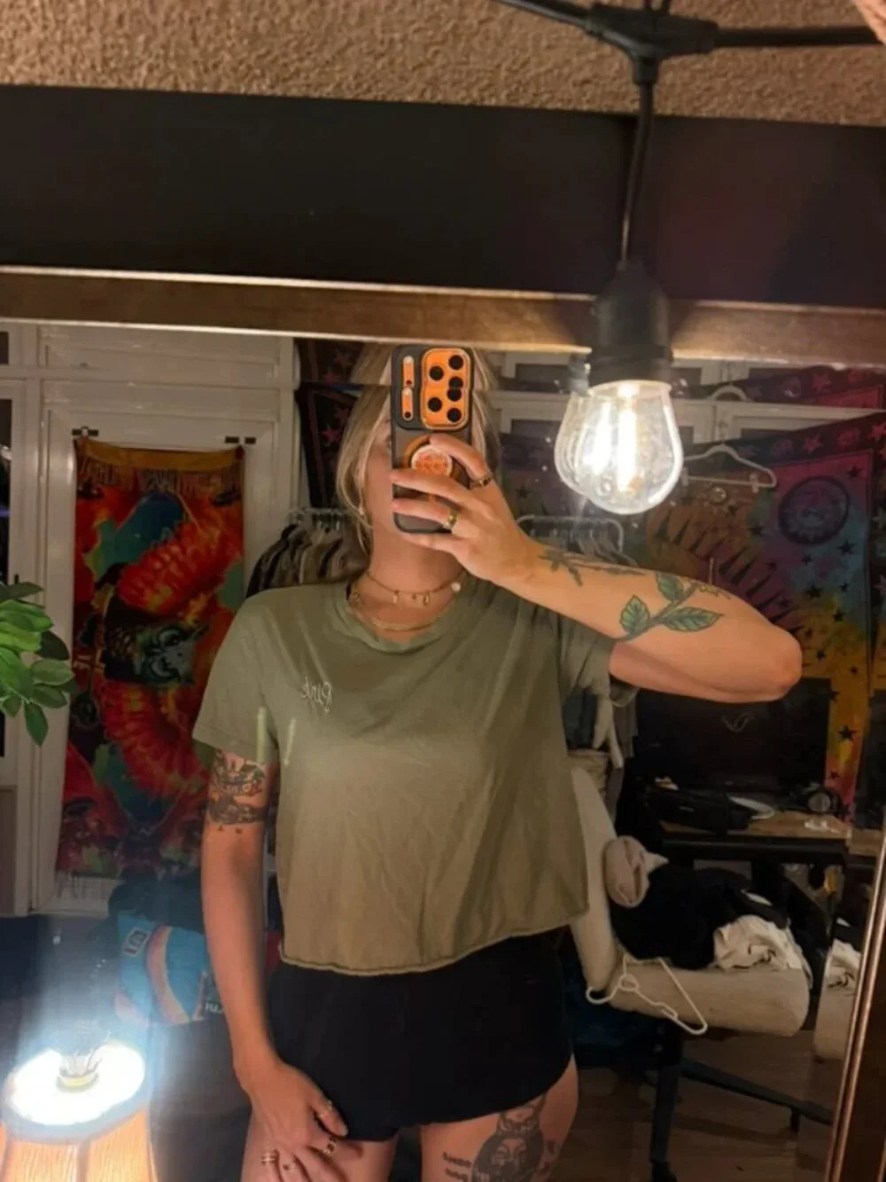Victoria’s Secret Pink Green Short Sleeve Crop Top